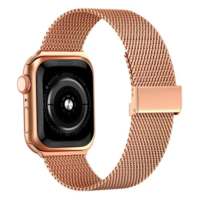 Milánský tah s přezkou pro Apple Watch 38/40/41mm Barevná varianta: Růžovo-zlatá