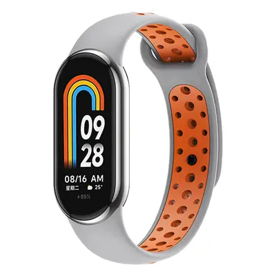 Dvojbarevný silikonový náramek Mi band 8/9 Barva: Šedo-Oranžová, Pro Přístroj: Xiaomi Mi Band 8/