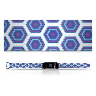 Mi-band.cz Náhradní náramek Mi band 3/4/5/6/7 Modro-Fialový Hexagon Barevná varianta: Bílá, Pro 