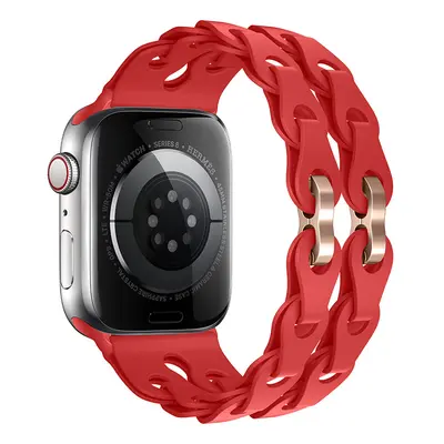 Silikonový řetízkový řemínek pro Apple Watch 38/40/41mm Barva náramku: Červená