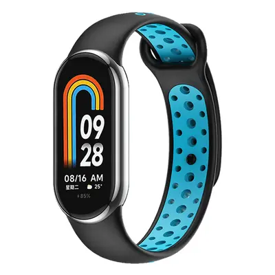 Dvojbarevný silikonový náramek Mi band 8/9 Barva: Černo-Modrá, Pro Přístroj: Xiaomi Mi Band 8/9