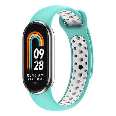 Dvojbarevný silikonový náramek Mi band 8/9 Barva: Tyrkysovo-Bílá, Pro Přístroj: Xiaomi Mi Band 8