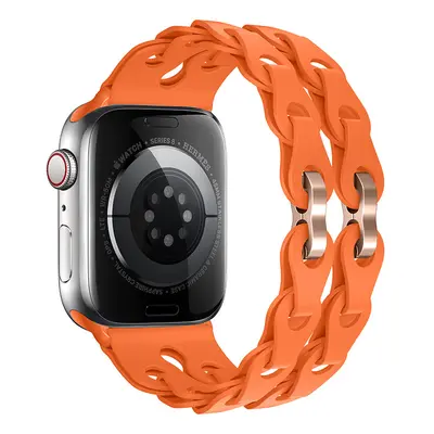 Silikonový řetízkový řemínek pro Apple Watch 42/44/45/46/49mm Barva náramku: Oranžová