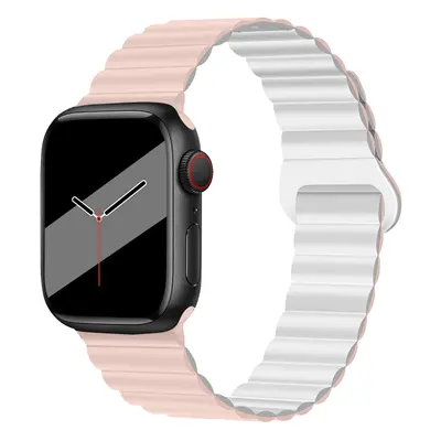 Silikonový magnetický řemínek pro Apple Watch 38/40/41mm Barva: Růžovo-Bílá