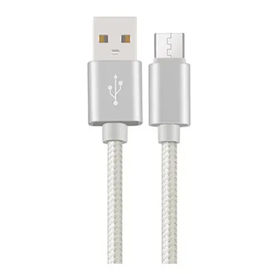 Pletený kabel 1m USB na USB-C Barva: Bílý