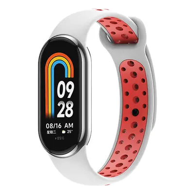 Dvojbarevný silikonový náramek Mi band 8/9 Barva: Bílo-Červená, Pro Přístroj: Xiaomi Mi Band 8/9