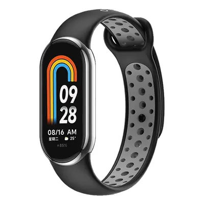 Dvojbarevný silikonový náramek Mi band 8/9 Barva: Černo-Šedá, Pro Přístroj: Xiaomi Mi Band 8/9