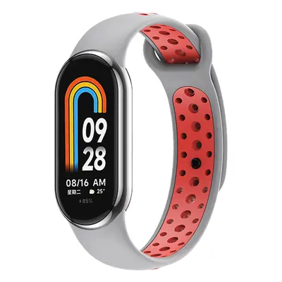 Dvojbarevný silikonový náramek Mi band 8/9 Barva: Šedo-Červená, Pro Přístroj: Xiaomi Mi Band 8/9