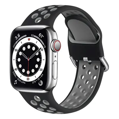 Dvoubarevný perforovaný řemínek s přezkou pro Apple Watch 42/44/45/46/49mm Barevná varianta: Čer