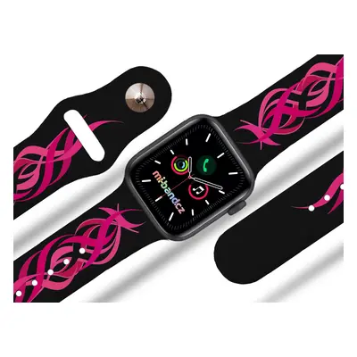 Mi-band.cz Apple watch řemínek Pink tattoo Rozměr: 42/44/45/49mm, barva pásku: černá