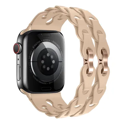 Silikonový řetízkový řemínek pro Apple Watch 42/44/45/46/49mm Barva náramku: Béžová