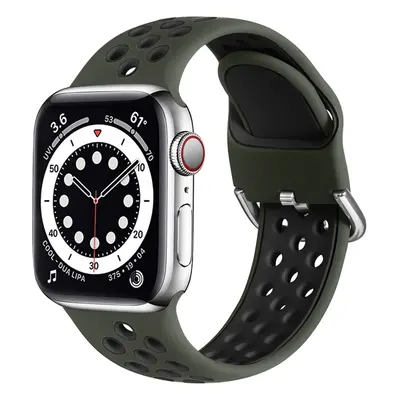 Dvoubarevný perforovaný řemínek s přezkou pro Apple Watch 42/44/45/46/49mm Barevná varianta: Kha