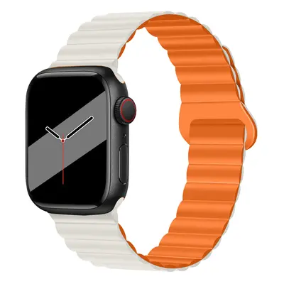 Silikonový magnetický řemínek pro Apple Watch 38/40/41mm Barva: Béžovo-oranžová