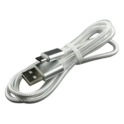 Pletený kabel 1m USB na MICRO-USB Barva: Bílý