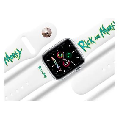 Apple watch řemínek Rick and Morty - Logo 2 Rozměr: 42/44/45/49mm, barva pásku: bílá