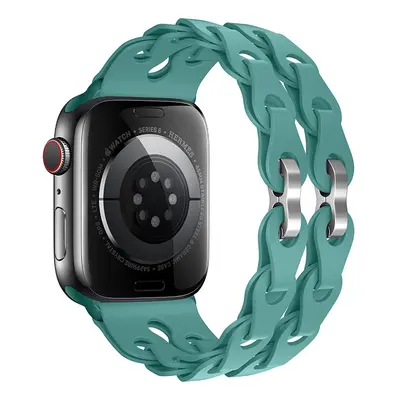 Silikonový řetízkový řemínek pro Apple Watch 38/40/41mm Barva náramku: Tlumená zelená