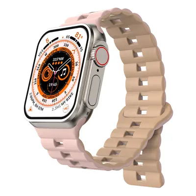 Magnetický silikonový řemínek pro Apple Watch 42/44/45/46/49mm Barva: Růžovo-béžový