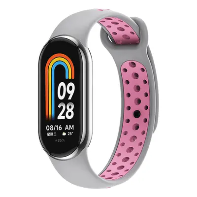 Dvojbarevný silikonový náramek Mi band 8/9 Barva: Šedo-Růžová, Pro Přístroj: Xiaomi Mi Band 8/9