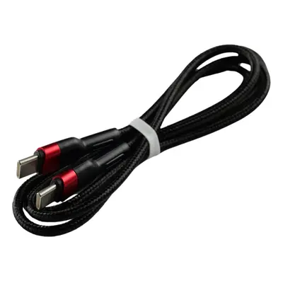 Pletený kabel 1m USB-C na USB-C Barva: Černo-Červený