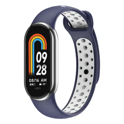 Dvojbarevný silikonový náramek Mi band 8/9 Barva: TmavěModro-Bílá, Pro Přístroj: Xiaomi Mi Band 