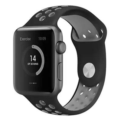 Perforovaný řemínek pro Apple Watch 42/44/45/46/49mm Barevná varianta: Černo-Šedý