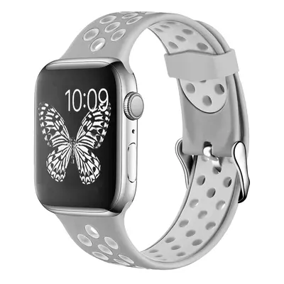 Perforovaný řemínek s přezkou pro Apple Watch 42/44/45/46/49mm Barevná varianta: Šedo-Bílý