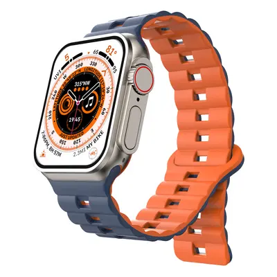 Magnetický silikonový řemínek pro Apple Watch 42/44/45/46/49mm Barva: Modro-oranžový