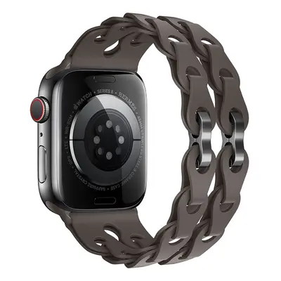 Silikonový řetízkový řemínek pro Apple Watch 42/44/45/46/49mm Barva náramku: Hnědo-šedá