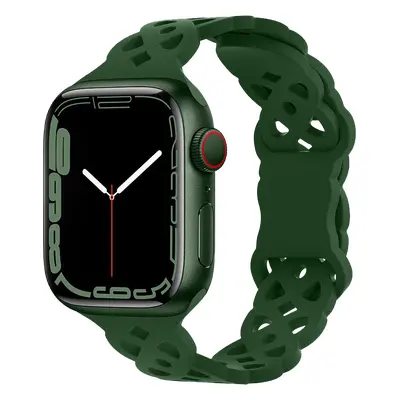 Silikonový úzký perforovaný řemínek pro Apple Watch 38/40/41mm Barevná varianta: Tmavě zelený