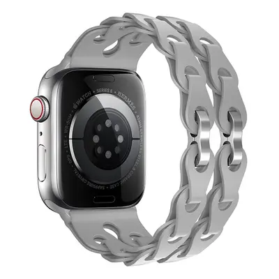 Silikonový řetízkový řemínek pro Apple Watch 42/44/45/46/49mm Barva náramku: Šedá