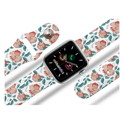 Mi-band.cz Apple watch řemínek Červené květiny Barva: Bílá, Rozměr: 42/44/45/49mm MIBANDCZX02865