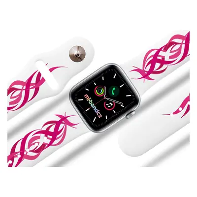 Mi-band.cz Apple watch řemínek Pink tattoo Rozměr: 42/44/45/49mm, barva pásku: bílá