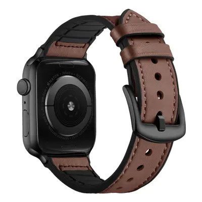 Koženo-silikonový řemínek pro Apple Watch 42/44/45/46/49mm Barva: hnědá