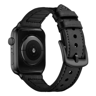 Koženo-silikonový řemínek pro Apple Watch 42/44/45/46/49mm Barva: Černá