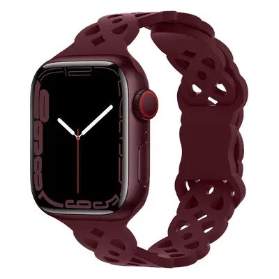 Silikonový úzký perforovaný řemínek pro Apple Watch 38/40/41mm Barevná varianta: Vínový