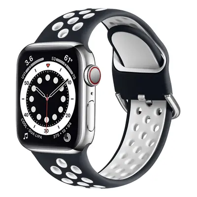 Dvoubarevný perforovaný řemínek s přezkou pro Apple Watch 42/44/45/46/49mm Barevná varianta: Čer