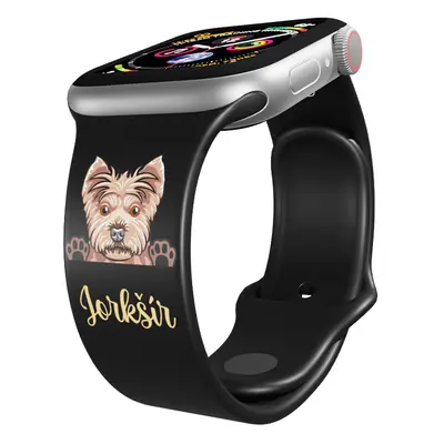 Apple watch řemínek Jorkšírský teriér Rozměr: 38/40/41mm, barva pásku: černá