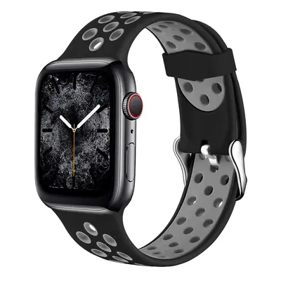 Perforovaný řemínek s přezkou pro Apple Watch 42/44/45/46/49mm Barevná varianta: Černo-Šedý