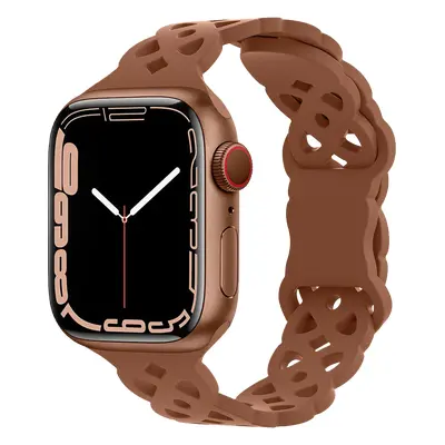 Silikonový úzký perforovaný řemínek pro Apple Watch 38/40/41mm Barevná varianta: Hnědý