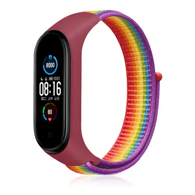 Náhradní náramek Mi band 3/4/5/6/7 SportNylon Barva: Červeno-Duhová, Pro Přístroj: Xiaomi Mi ban