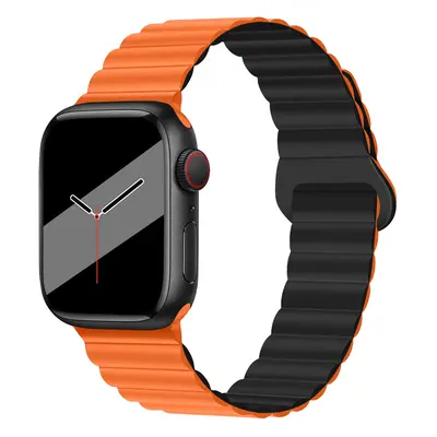 Silikonový magnetický řemínek pro Apple Watch 38/40/41mm Barva: Oranžovo-černá