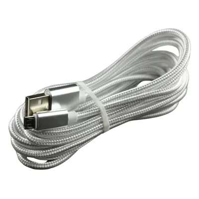 Pletený kabel 3m USB na MICRO-USB Barva: Bílý