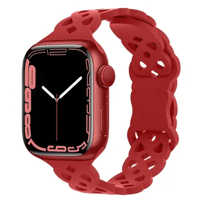 Silikonový úzký perforovaný řemínek pro Apple Watch 42/44/45/46/49mm Barevná varianta: Červený