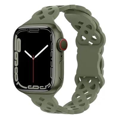 Silikonový úzký perforovaný řemínek pro Apple Watch 42/44/45/46/49mm Barevná varianta: Khaki