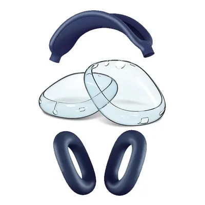 Silikonový průhledný set 3v1 pro Airpods Max Barva: Tmavě modrá