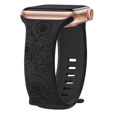 Řemínek gravírované květiny pro Apple Watch 38/40/41mm Barva: Slunečnice - černá