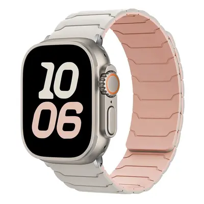 Silikonový magnetický řemínek pro Apple Watch 38/40/41/42(S10)mm Barva: Béžovo-růžový