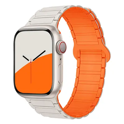 Dvojbarevný magnetický řemínek pro Apple Watch 38/40/41/42(S10)mm Barva: Béžovo-oranžový