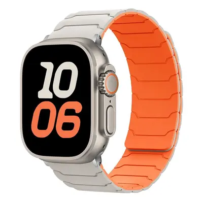 Silikonový magnetický řemínek pro Apple Watch 42/44/45/46/49mm Barva: Béžovo-oranžový