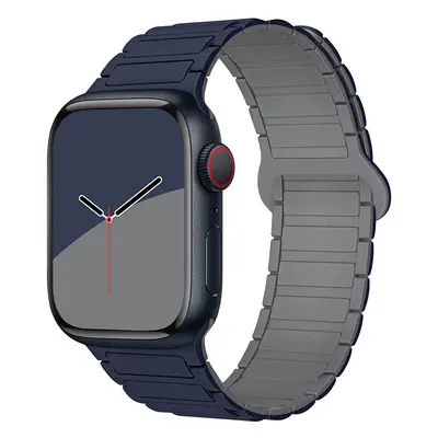 Dvojbarevný magnetický řemínek pro Apple Watch 42/44/45/46/49mm Barva: Tmavěmodro-šedý